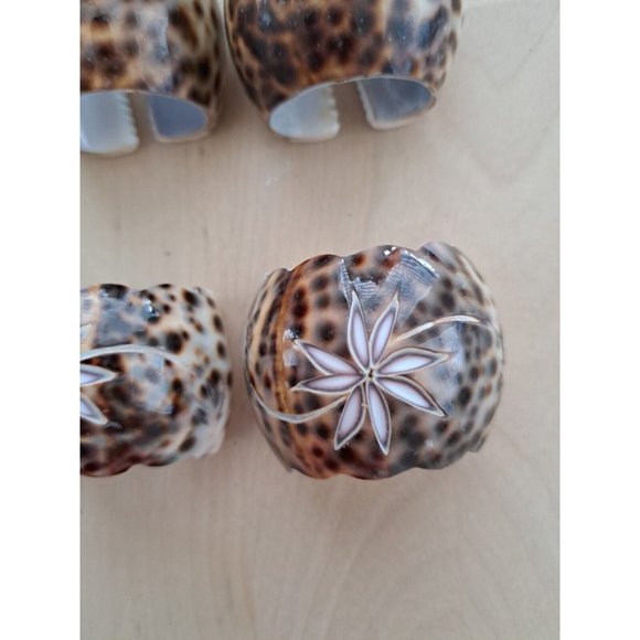 Sets of 4 Real Natural & 4 Star Seashell Tiger Leopard Cowrie Shell Napkin Rings - Picture 6 of 9